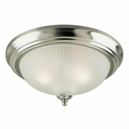 BRIGHTBOMB Three Light Indoor Flush Mount Ceiling Fixture, Brushed Nickel with Frosted Swirl Glass BR2689903